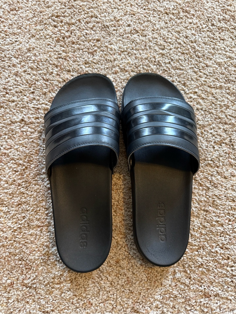 Adidas slides. Black. Men’s size 12. Good used condition